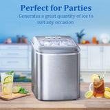 LEUWD - Máquina para hacer hielo en la encimera, 9 cubitos de hielo de bala listos en 6 minutos, cubitos de hielo de 22 libras en 24 horas, autolimpieza, pantalla LCD, máquina de hielo eléctrica de acero inoxidable de 2,1 l con pala de hielo - DIGVICE MX