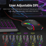 Redragon M602 RGB Ratón para juegos con cable RGB Spectrum Retroiluminado Ratón ergonómico Griffin programable con 7 modos de retroiluminación hasta 7200 DPI para jugadores de PC con Windows (negro)