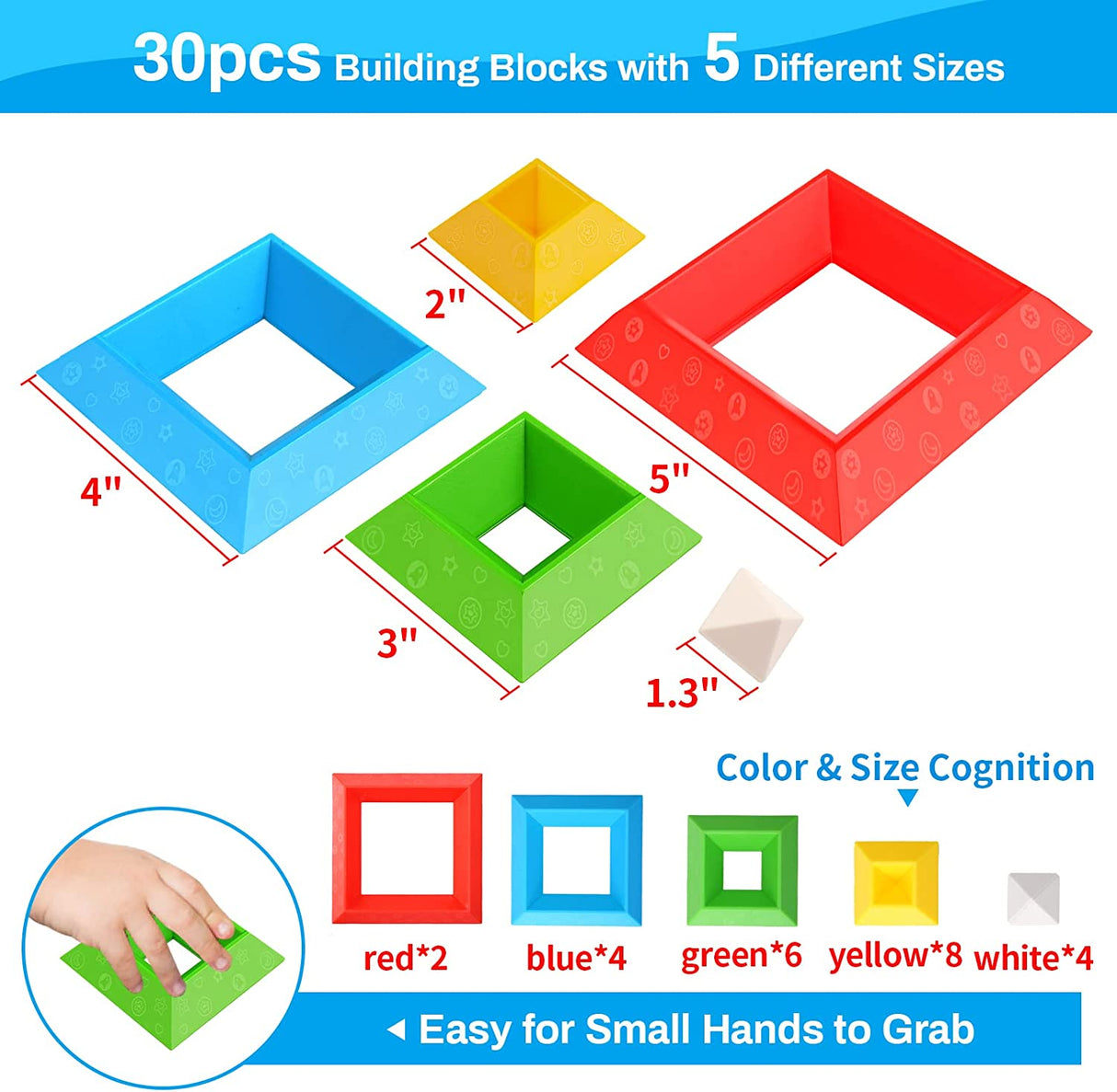 Hieoby - 30 piezas, bloques de construcción, juguetes educativos apilables - B09MFP8GS9
