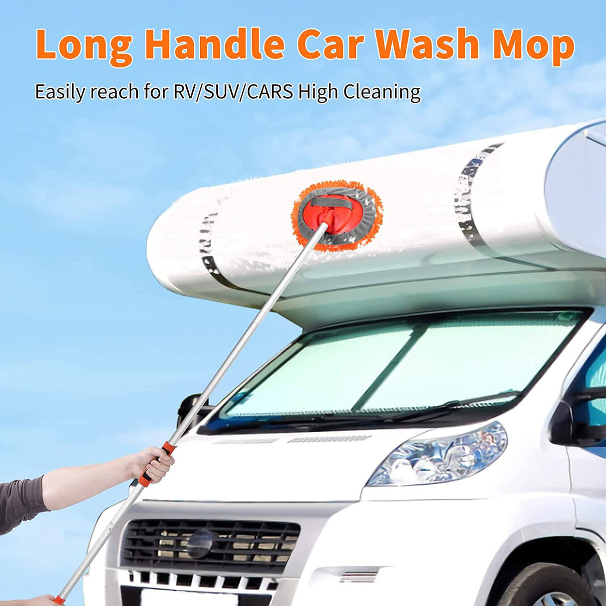 Lsyomne - Cepillo de lavado de autos de 62 pulgadas con mango largo para lavado de autos, manopla de microfibra de chenilla, kits de limpieza de cepillos de lavado de autos,
