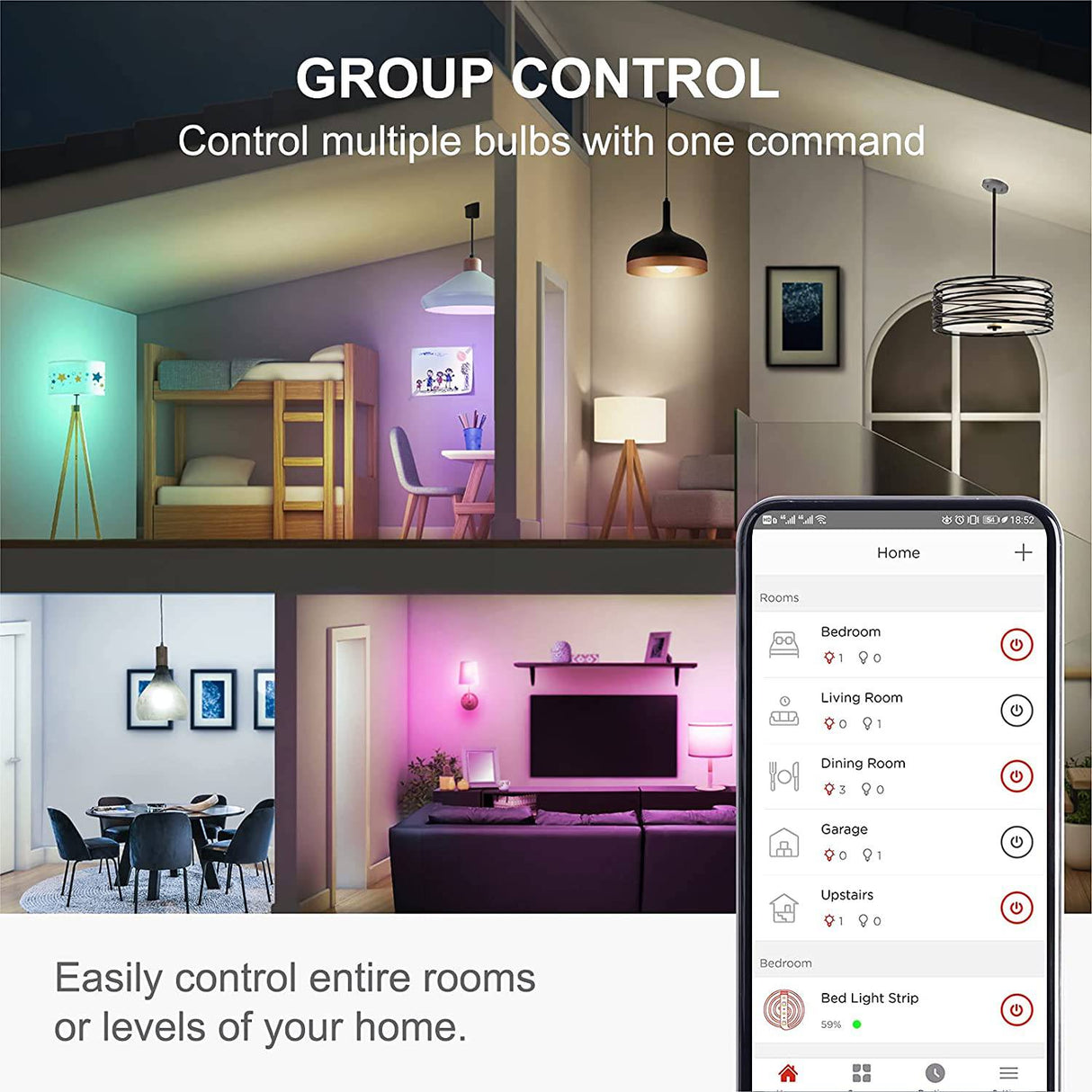 Sengled Bombilla inteligente, bombillas WiFi, bombilla que cambia de color, bombillas inteligentes que funcionan con Alexa y Google Assistant, bombilla Alexa A19 RGB, no requiere concentrador, equivalente a 60 W 800 lm CRI>90, paquete de 4 - DIGVICE MX