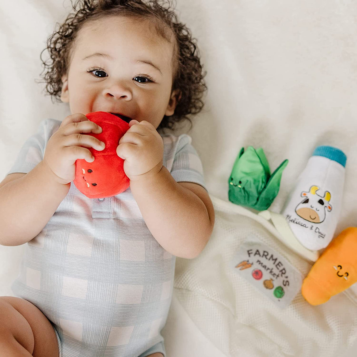 Melissa & Doug Juguete multisensorial para llenar y derramar cestas de mercado: menús de comida para jugar - 30730