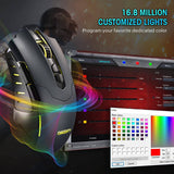 Dacoity - Ratón para juegos con cable, ratón para juegos de PC Gamer Mouse RGB LED 7200 DPI 7 botones programables Plug Play  - Negro