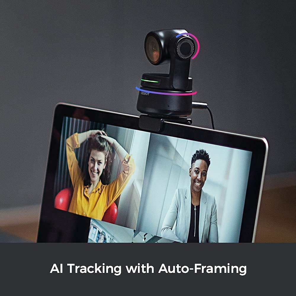 Cámara web OBSBOT Tiny PTZ, control de gestos y encuadre alimentado por IA, cámara web Full HD 1080p para videoconferencia, gran angular de 90 grados, corrección de poca luz