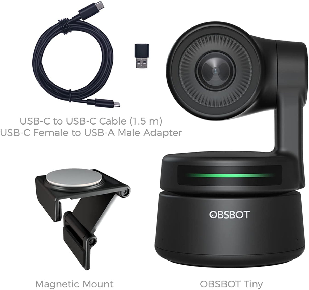 Cámara web OBSBOT Tiny PTZ, control de gestos y encuadre alimentado por IA, cámara web Full HD 1080p para videoconferencia, gran angular de 90 grados, corrección de poca luz