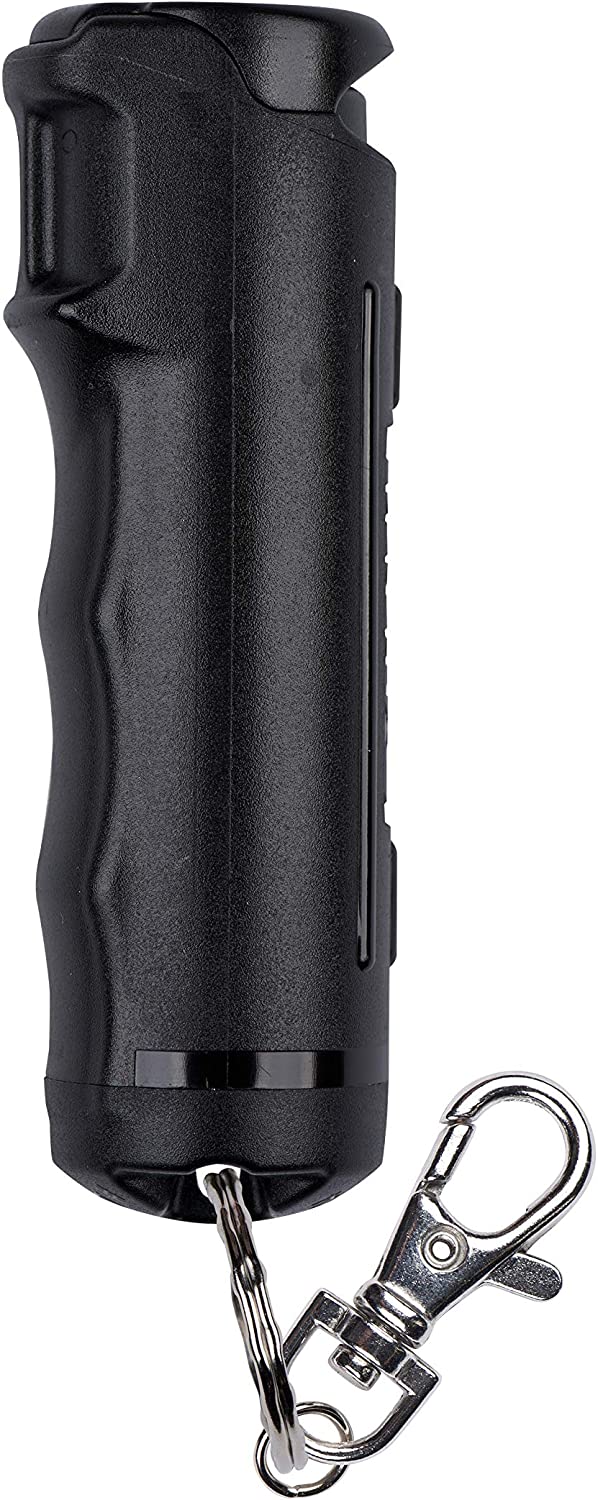 Gel de pimienta SABRE con tapa abatible, spray OC de máxima resistencia, clip a presión para un fácil transporte y acceso rápido, empuñadura para los dedos para una puntería más precisa y rápida, 25 ráfagas, tinte de marcado UV, seguridad fácil de usar