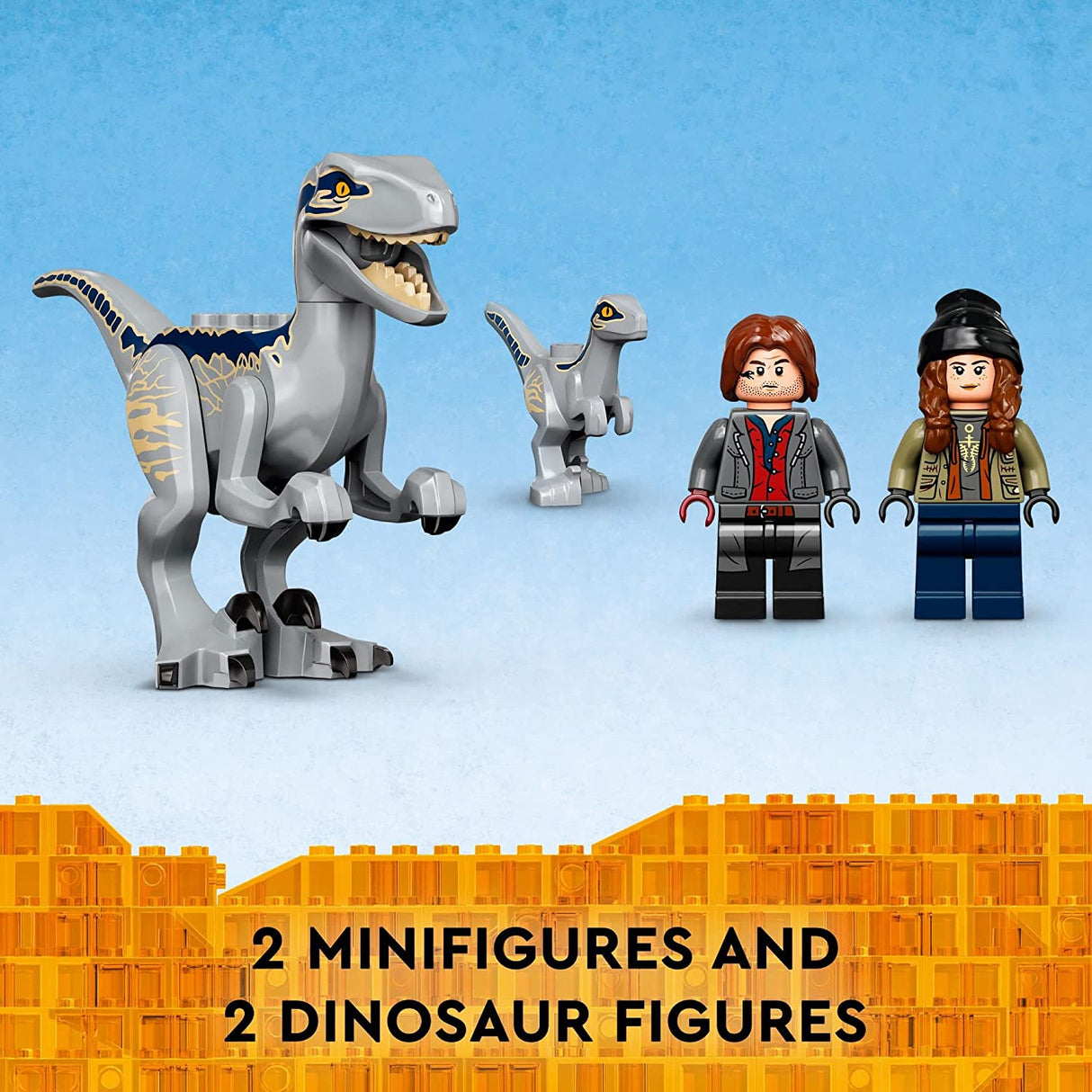 LEGO Jurassic World Dominion Blue & Beta Velociraptor Capture 76946 Juego de juguetes de construcción para niños, niños y niñas a partir de 6 años (181 piezas)