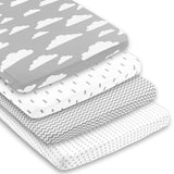 BAEBAE GOODS - Premium Pack and Play Sheets Paquete de 4 - Sábanas de colchón 100% súper suave de punto jersey de algodón - Sábana bajera portátil para cuna para niño y niña (24 x 38 x 5) - DIGVICE MX