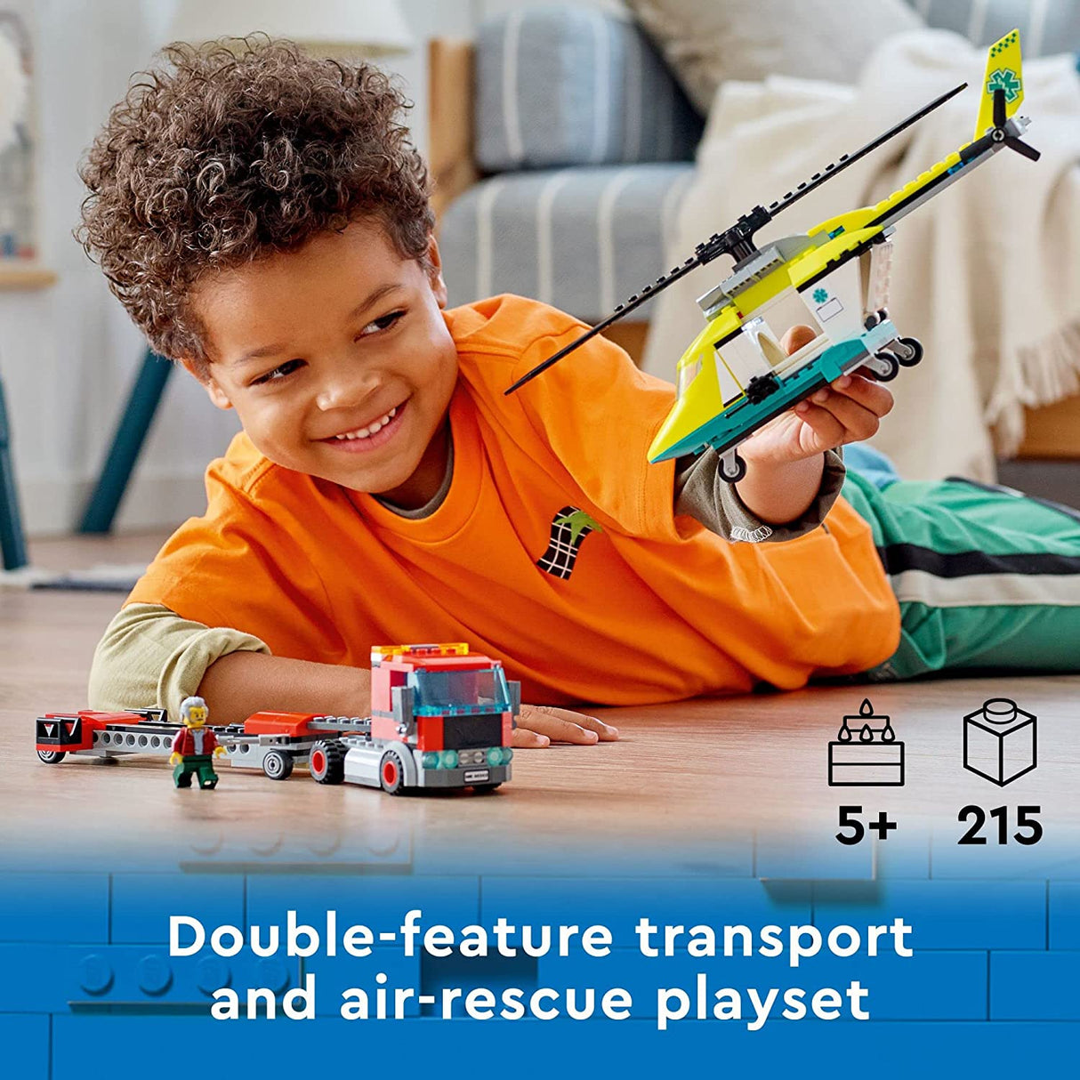 LEGO City Great Vehicles Rescue Helicopter Transport 60343  (215 piezas)