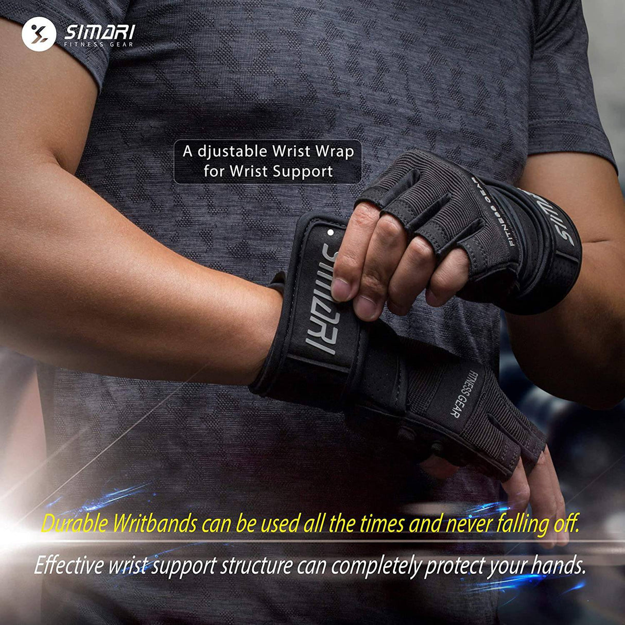 SIMARI - Guantes de entrenamiento para hombres y mujeres, guantes de levantamiento de pesas con muñequeras, soporte para gimnasio