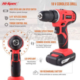 Taladro eléctrico inalámbrico Hi-Spec de 31 piezas de 18 V con batería de 1500 mAh. Atornillador eléctrico recargable y taladrado en madera, plástico, metal y mampostería. Incluye juego de accesorios de brocas múltiples. - DIGVICE MX