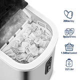 Euhomy - Encimera de máquina para hacer hielo , 26 libras en 24 horas, 9 cubos listos en 6 minutos, eléctrica autolimpiante, portátil compacta con pala - DIGVICE MX