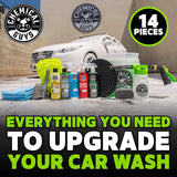 Chemical Guys HOL126 Kit de lavado de autos Arsenal Builder de 14 piezas con pistola de espuma, balde y (5) productos químicos de limpieza para el cuidado del auto de 16 oz (funciona con manguera de jardín), color blanco