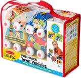 Melissa & Doug K's Kids Pull-Back Vehicle Set - Juego de juguetes suaves para bebés con 4 autos y camiones y estuche de transporte - 9168