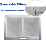 TIEASY - Campana extractora de montaje en pared de 30 pulgadas con conducto convertible con/sin conducto, estilo chimenea de acero inoxidable con luz LED, ventilador de escape de 3 velocidades, 450 CFM - DIGVICE MX
