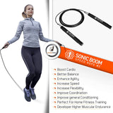 Epitomie Fitness Sonic Boom M2 Cuerda para saltar de alta velocidad - Patente pendiente Autoblocante, diseño sin tornillos - Pesado, giro de 360 grados, empuñadura de silicona con 2 cables de cuerda de velocidad para entrenamiento en el hogar y más