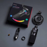 FIFINE RGB Micrófono USB para juegos, dinámico para PC, con botón Tap-to-Mute, micrófono cardioide Plug & Play con conector para auriculares para transmisión, podcast, Twitch, YouTube, Discord- K658
