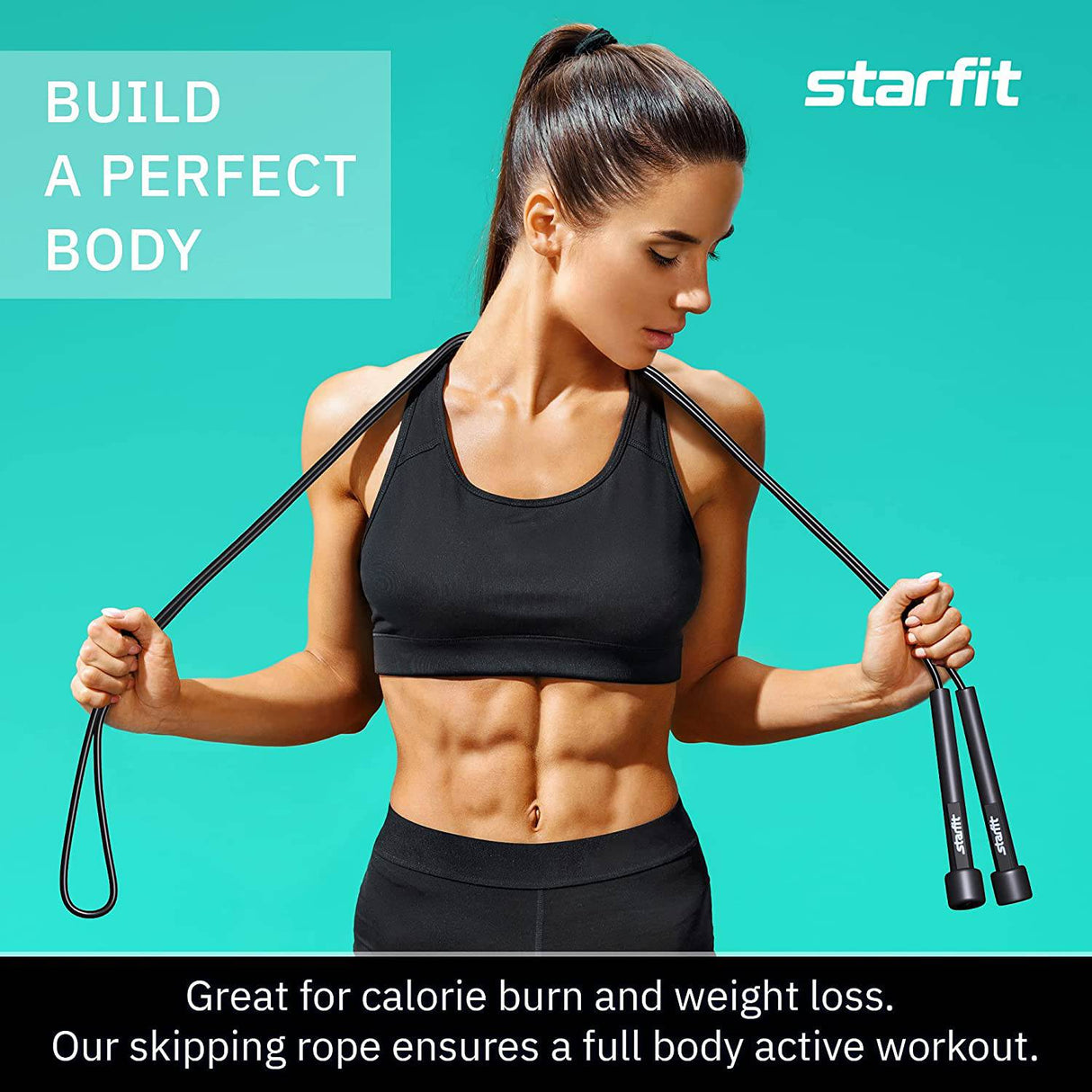 STARFIT  - Cuerda de saltar ligera para fitness y ejercicio, cuerdas de saltar ajustables con asas de plástico