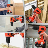 Juego de taladro inalámbrico sin escobillas de 20 V, kit de taladro eléctrico GOXAWEE con batería de 2000 mAh, par de 440 en libras, 2 velocidades - DIGVICE MX