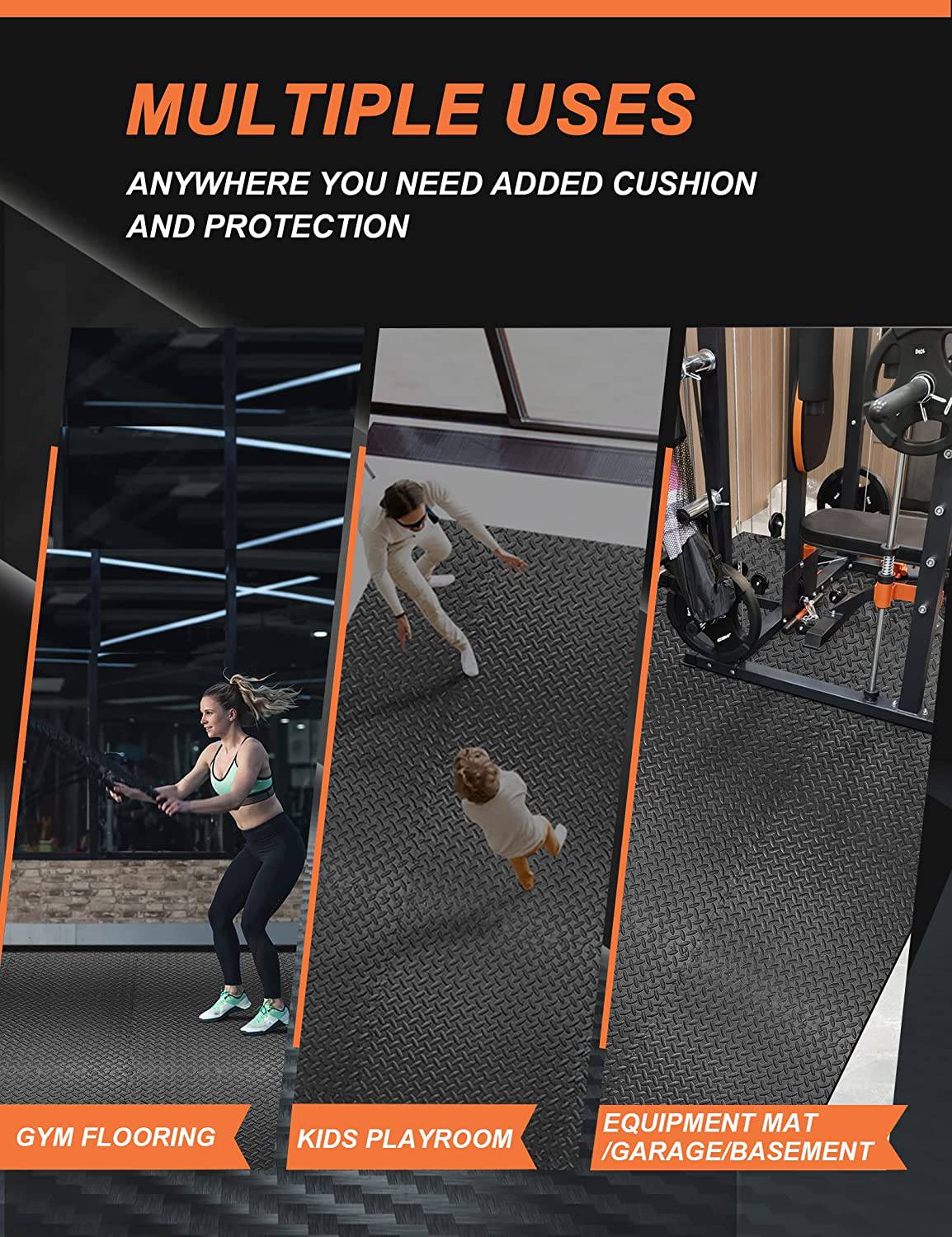 Innhom - 24 azulejos suelo de gimnasio colchonetas de gimnasio colchoneta de ejercicio para suelo estera de entrenamiento baldosas de espuma para el hogar equipo de gimnasio garaje