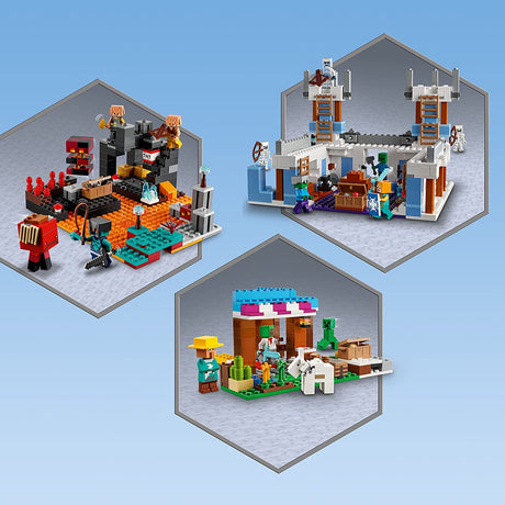 LEGO Minecraft The Nether Bastion 21185 Juego de juguetes de construcción para niños, niños y niñas a partir de 8 años; Incluye 2 zombis y un cazador de zombis; Regalo divertido para juegos (300 piezas), multicolor