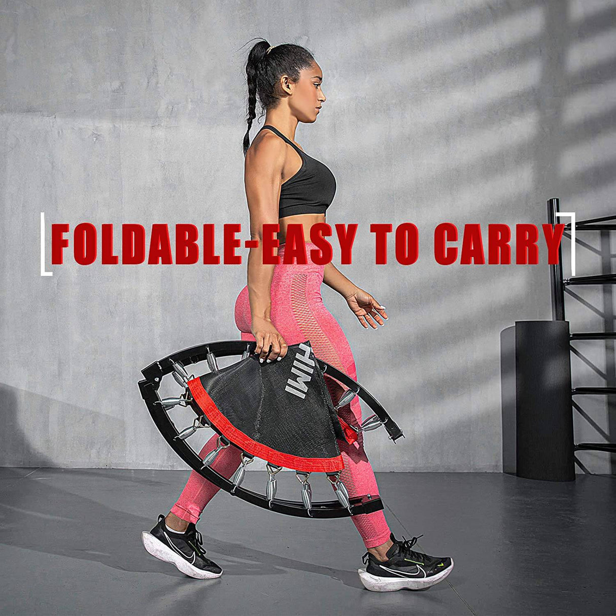 Kanchimi 40 "Plegable Mini Fitness Ejercicio interior Rebounder Trampolín con asa, carga máxima 330 lbs