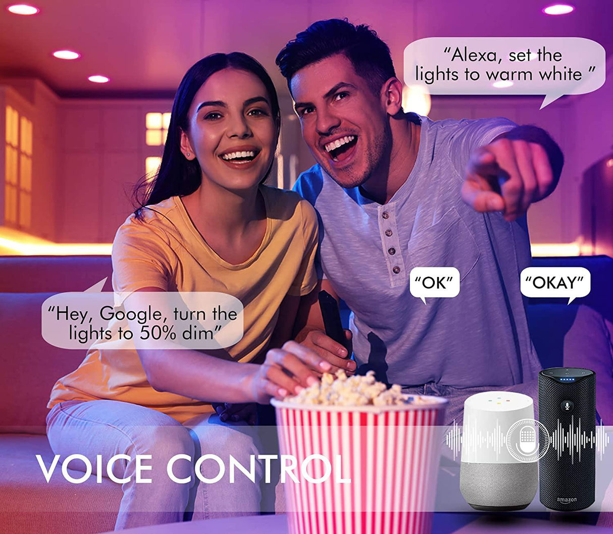 [Paquete de 6] CLOUDY BAY Luces empotradas LED Wifi inteligentes de 6 pulgadas, RGBCW Iluminación empotrada que cambia de color, Compatible con Alexa y Google Home Assistant, No requiere concentrador, 15W 2700K-6500K, CRI90+ Ubicación húmeda - DIGVICE MX