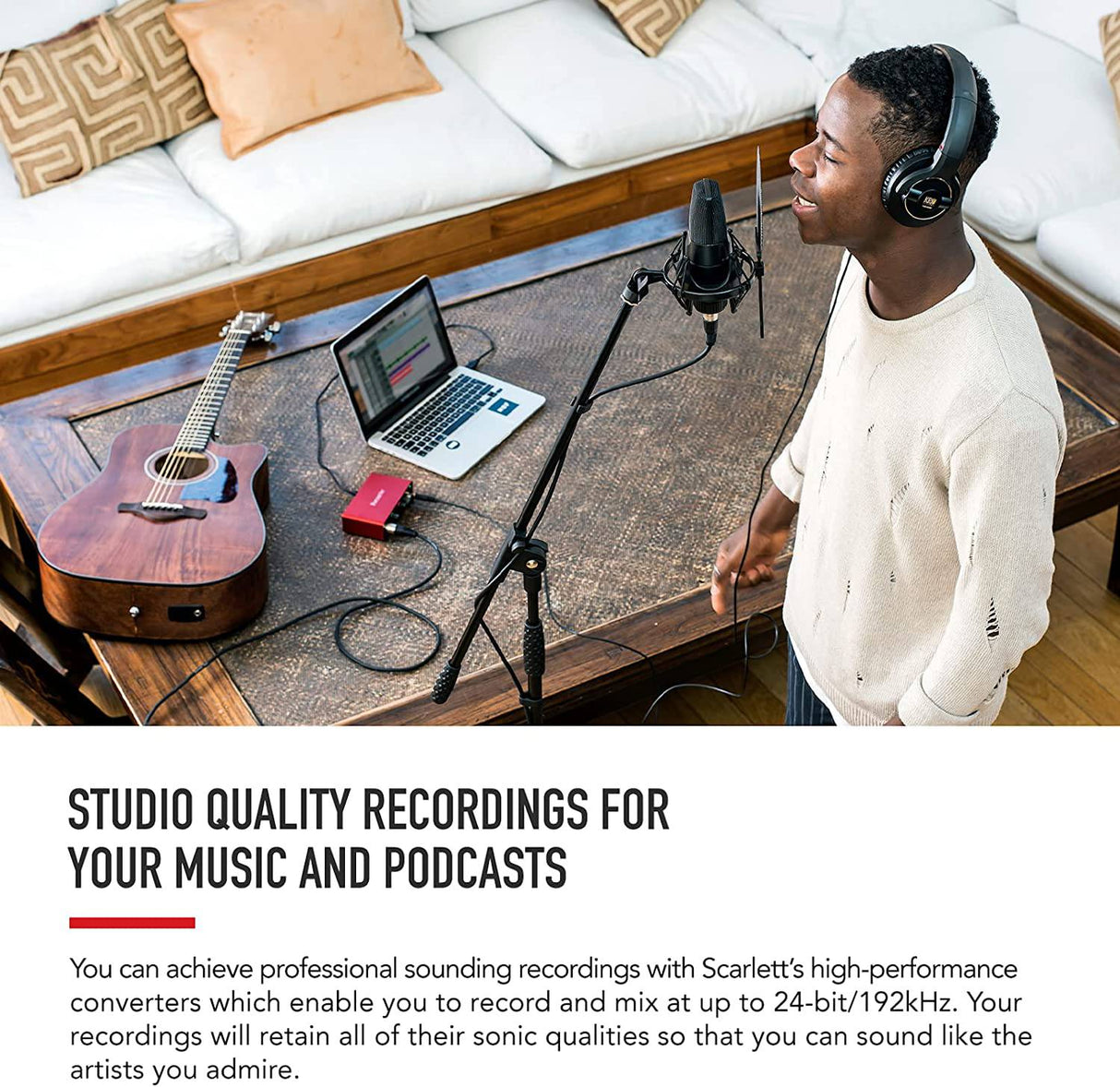 Focusrite Scarlett Interfaz de audio USB Solo de 3.ª generación, para guitarristas, vocalistas, creadores de podcasts o productores: alta fidelidad, grabación con calidad de estudio y todo el software que necesita para grabar