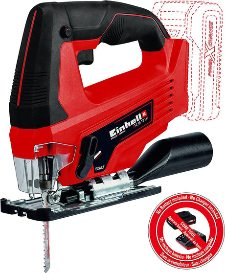 Einhell TC-JS Power X-Change Sierra de calar inalámbrica de 18 voltios 2700 SPM, longitud de carrera de 4/5 pulgadas, ángulo de bisel máximo de 45° - DIGVICE MX