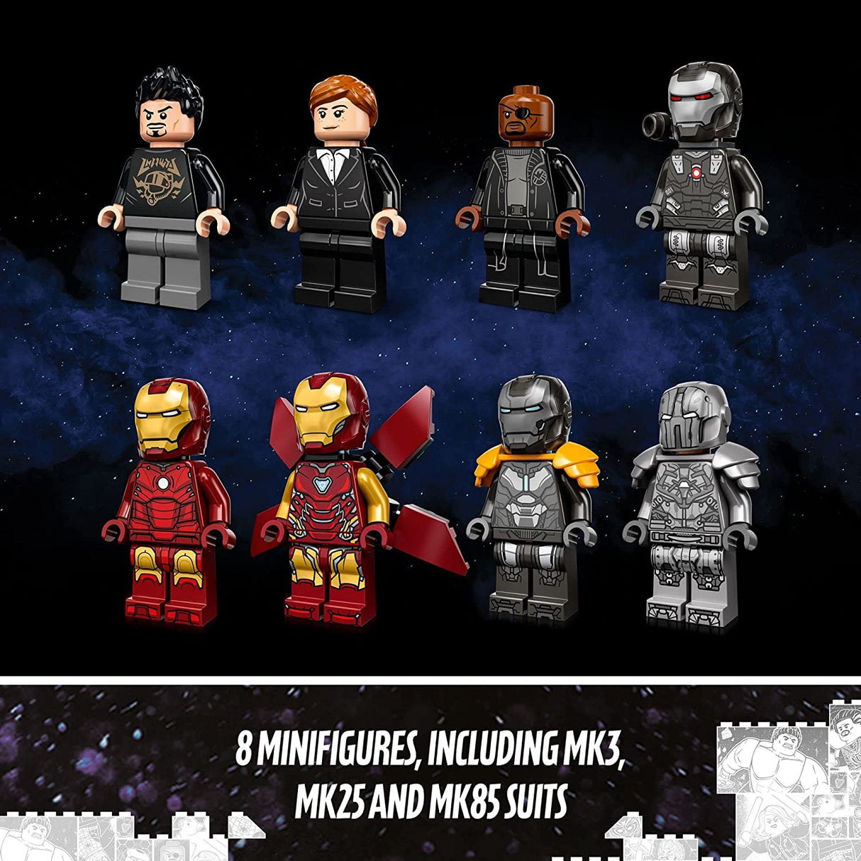 LEGO Marvel Iron Man Armory 76216 Juego de juguetes de construcción para niños, niños y niñas a partir de 7 años (496 piezas)