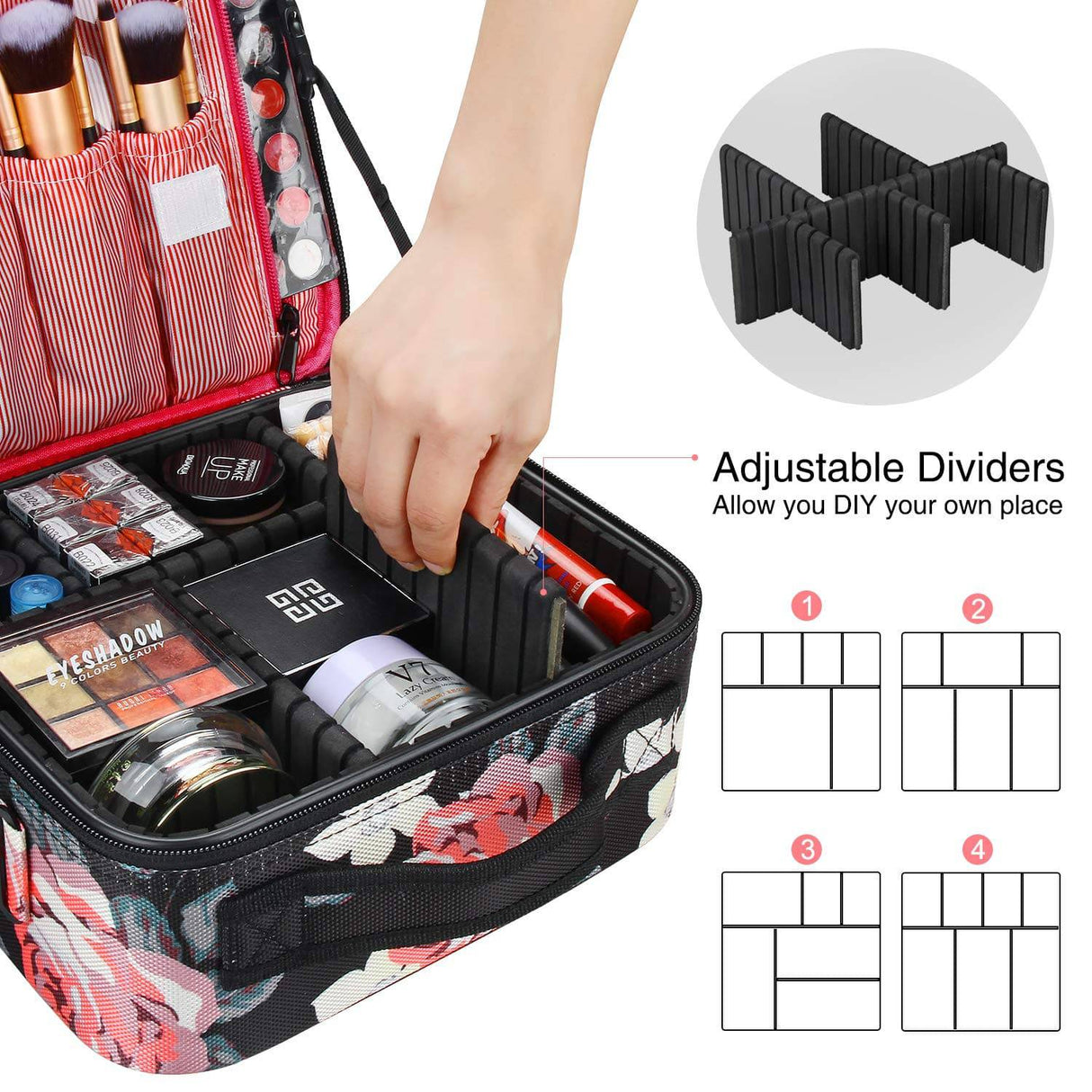 Estuche Maleta De Maquillaje Para Transportar Cosmeticos Con 3 in 1  Almacenar US