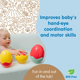 Dr. Brown's CleanUp Float & Hatch Dino Eggs Nesting Bath Toy, 6m+, libre de BPA, certificado neutro de plástico - BL001