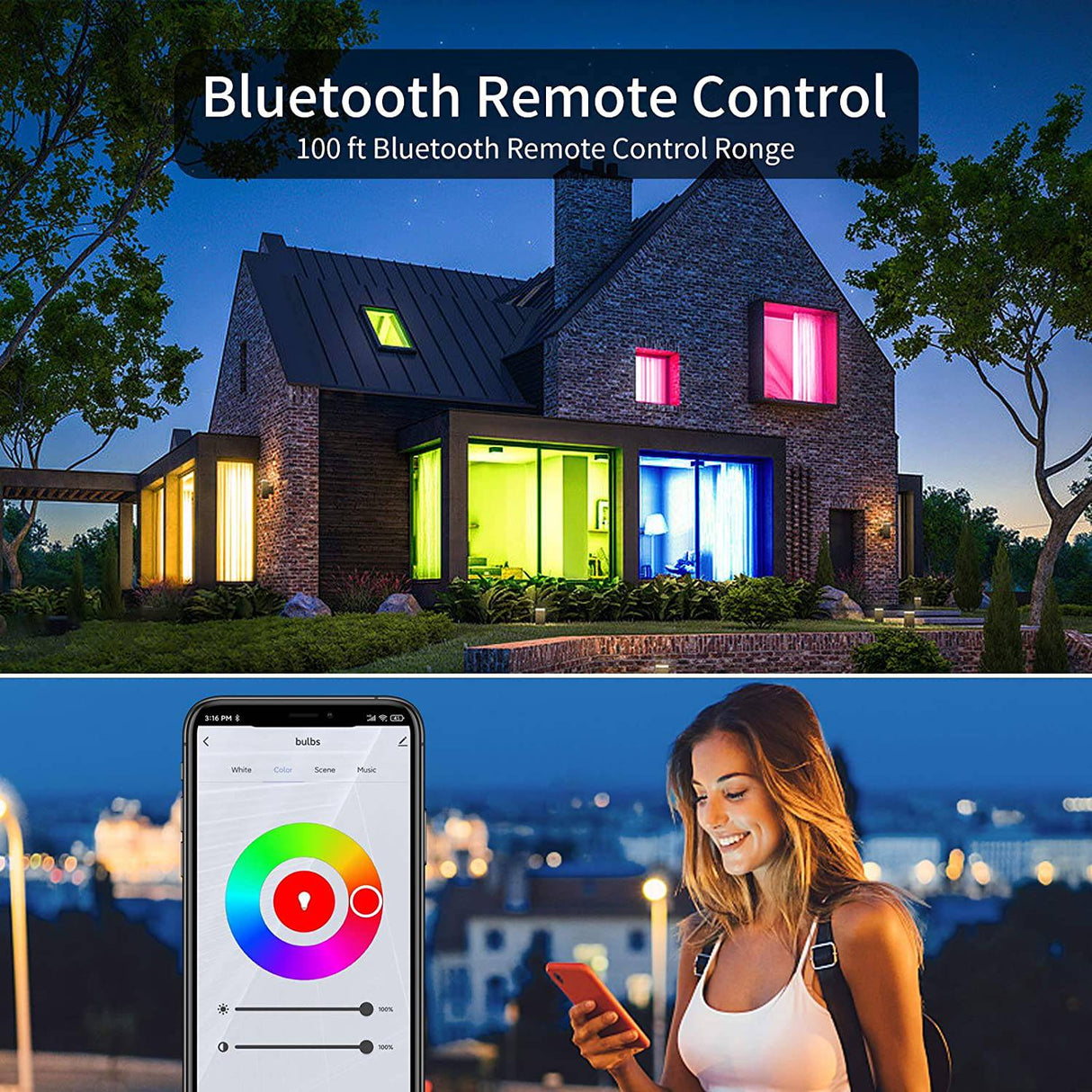  Bombillas LED inteligentes WiFi y Bluetooth que cambian de  color para dormitorio, bombillas inteligentes regulables que cambian de  color, funcionan con Alexa, Google Assistant Home App, A19, 60 W 800 