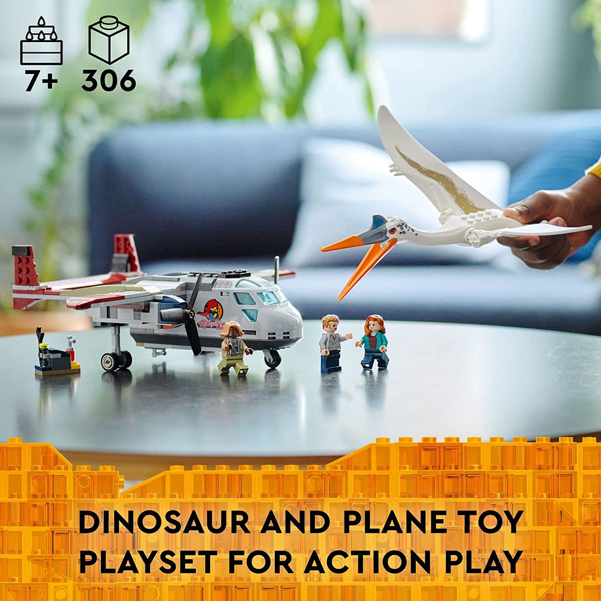 LEGO Jurassic World Dominion Quetzalcoatlus Plane Ambush 76947 Juego de construcción de dinosaurios para niños a partir de 7 años (293 piezas)