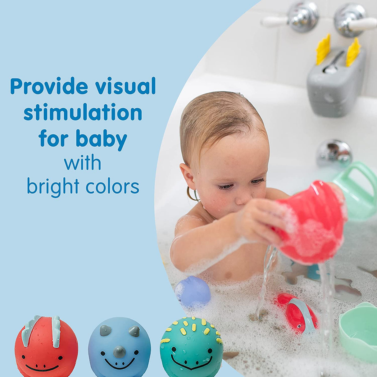 Dr. Brown's CleanUp Float & Hatch Dino Eggs Nesting Bath Toy, 6m+, libre de BPA, certificado neutro de plástico - BL001