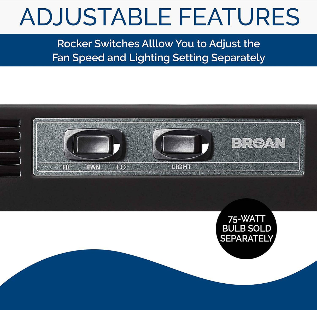 Broan-NuTone F403023 Ventilador de escape para debajo del gabinete Inserto de campana convertible de cuatro vías de dos velocidades con luz, 30 pulgadas, negro - DIGVICE MX