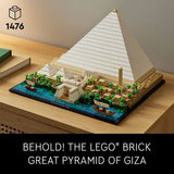 Juego de construcción LEGO Architecture Landmark Collection Gran Pirámide de Giza 21058; Modelo coleccionable para adultos (1476 piezas), 18,9 x 14,88 x 4,41 pulgadas