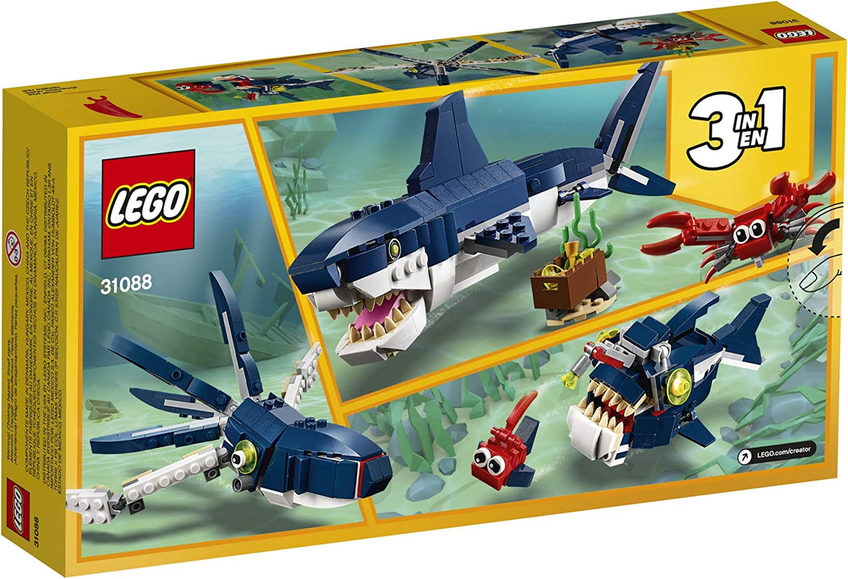 LEGO Creator 3in1 Deep Sea Creatures 31088 Juego de juguetes de construcción para niños, niños y niñas a partir de 7 años (230 piezas)