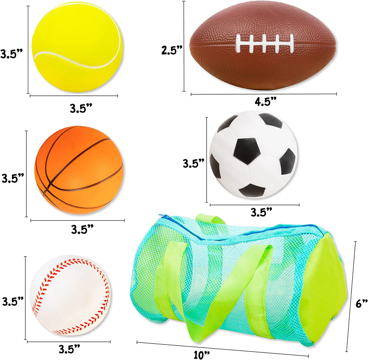 Hapinest - Pelotas deportivas de espuma suave con bolsa de transporte - B0B3M2V3C3