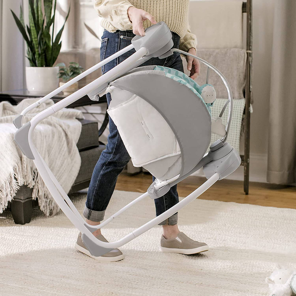 Ity by Ingenuity Swingity Swing Easy-Fold Columpio portátil para bebé, Goji, azul - DIGVICE MX