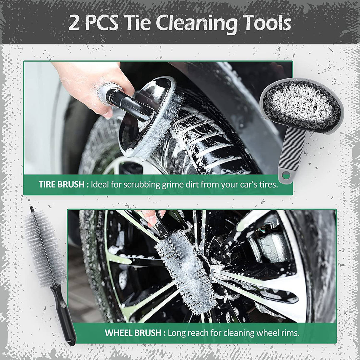 AURELIO TECH Kit Limpieza Coche 12 Piezas | Kit de lavado de autos con cubeta, cepillo con mango largo de 43'', manopla de lavado de autos, toallas de microfibra, cubeta plegable para detalles exteriores e interiores