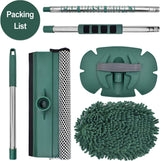 AgiiMan Cepillo de lavado de autos con mango largo - 3 en 1 Fregona de limpieza de autos, Juego de guantes de microfibra de chenilla, Longitud ajustable 24in-43in Kit de limpieza de vehículos con raspador de vidrio, Verde