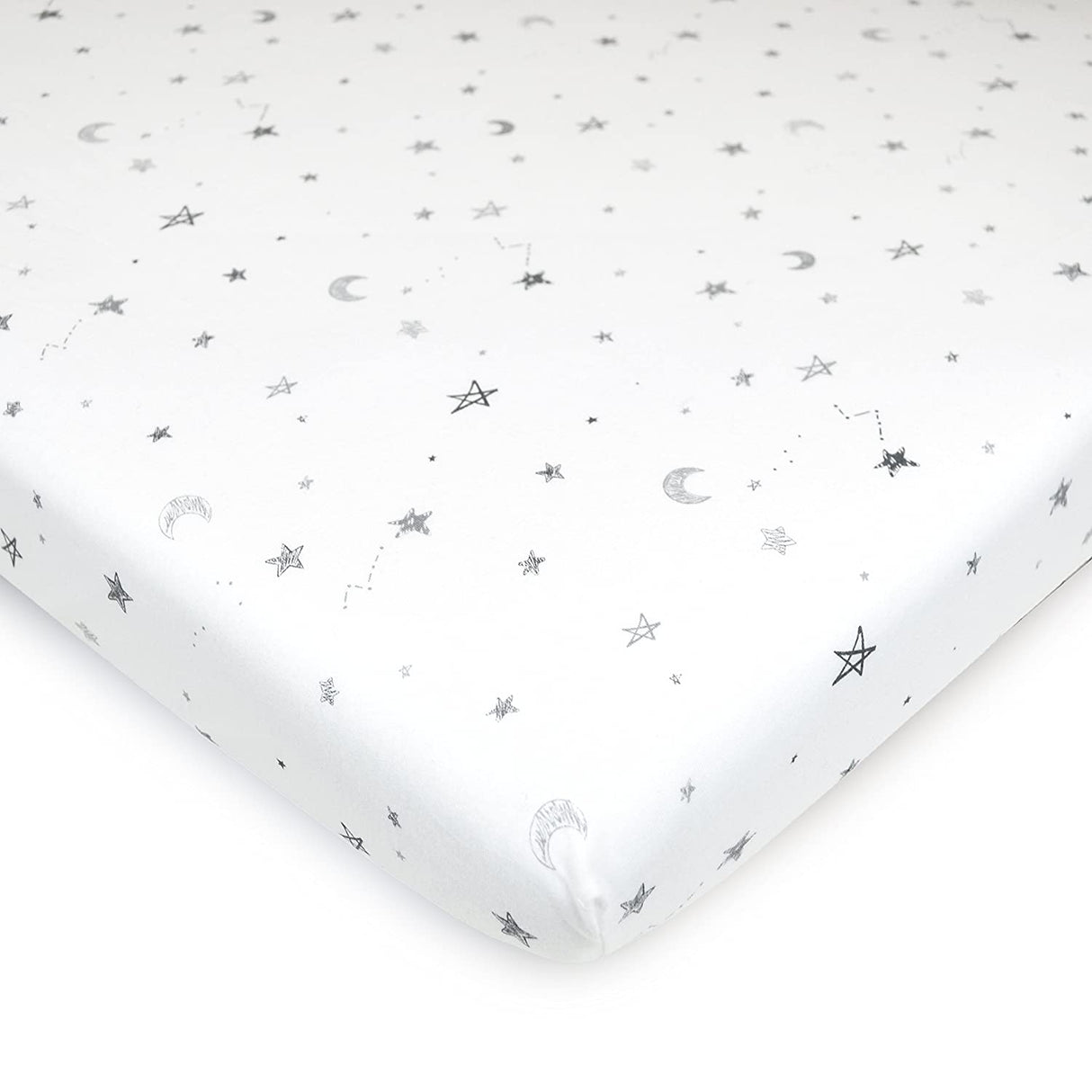 American Baby Company - Juego de 2 sábanas bajeras bajeras 100 % algodón natural, diseño de estrellas grises y zigzag, suave y transpirable, para niños y niñas - DIGVICE MX