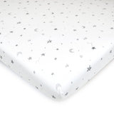 American Baby Company - Juego de 2 sábanas bajeras bajeras 100 % algodón natural, diseño de estrellas grises y zigzag, suave y transpirable, para niños y niñas - DIGVICE MX