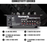 Numark M2 - Mezclador Scratch DJ de 2 canales, montaje en rack con ecualizador de 3 bandas, entrada de micrófono y crossfader reemplazable con controles de inversión y pendiente