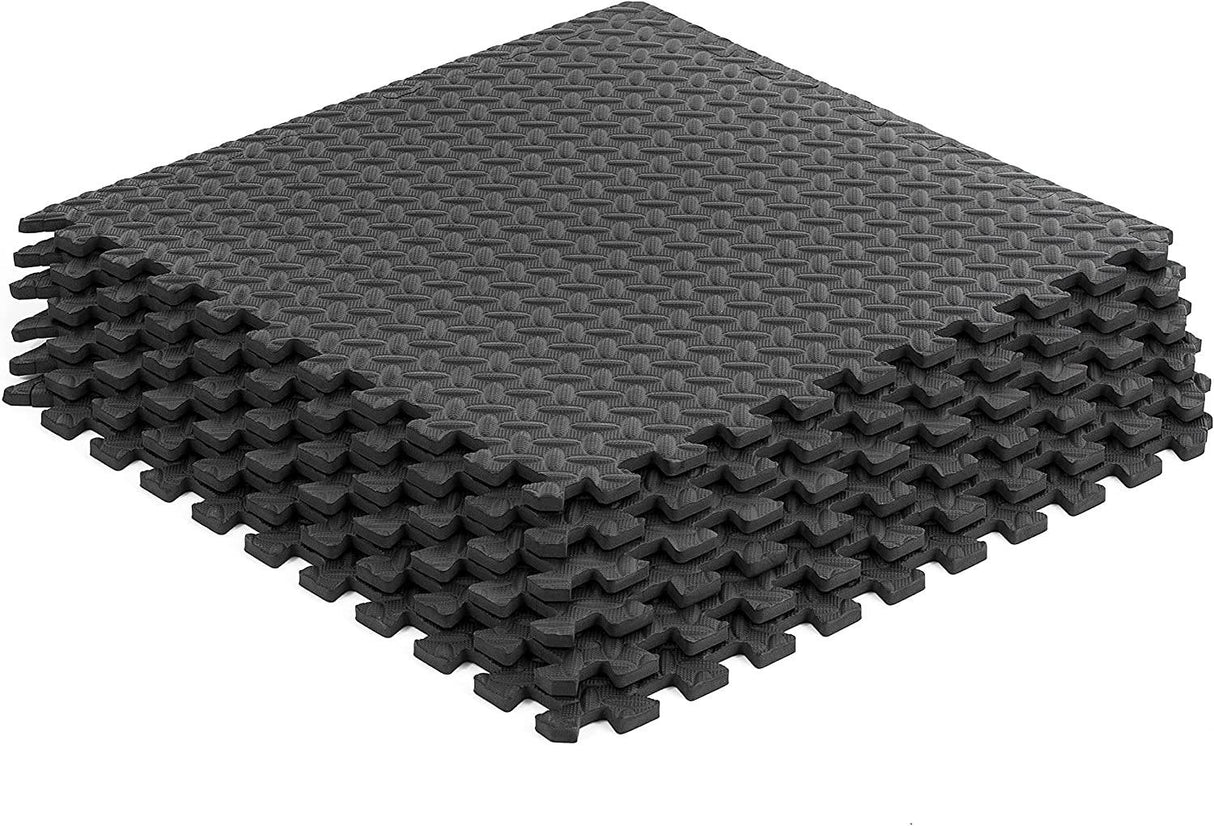 ProsourceFit Puzzle - Colchoneta de ejercicios de ½”, baldosas entrelazadas de espuma EVA, piso protector para equipos de gimnasio y cojín para entrenamientos