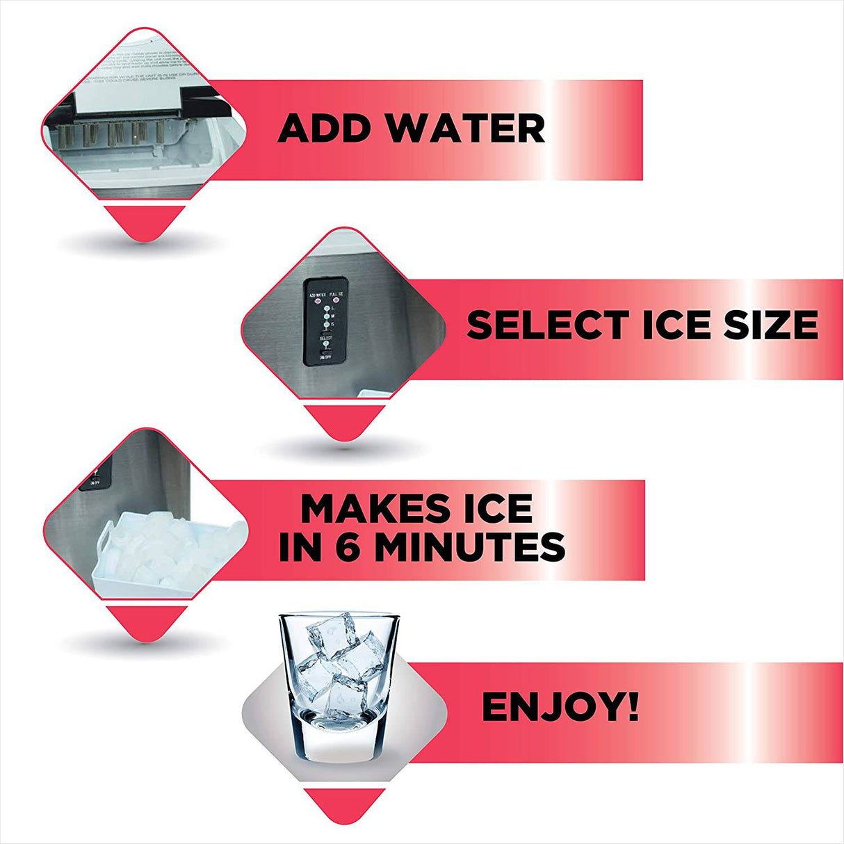 Frigidaire EFIC103-AMZ-SC Encimera para hacer cubos de hielo de gran tamaño, acero inoxidable, función de autolimpieza, resistente, inoxidable - DIGVICE MX