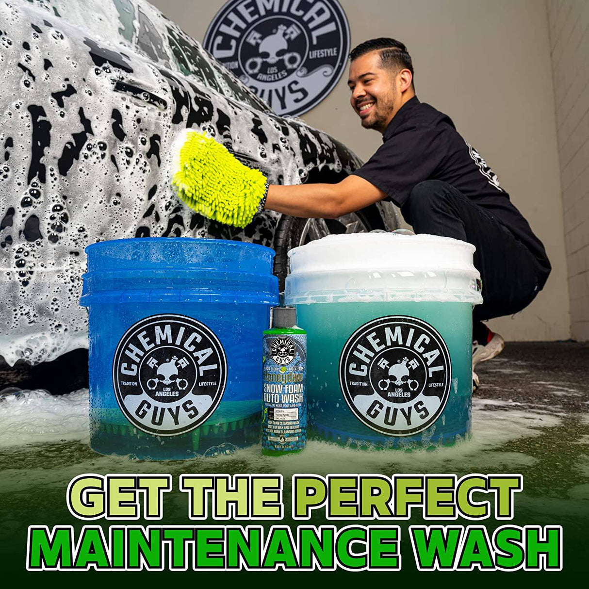Chemical Guys CWS_110_64 Jabón de lavado de autos de espuma de nieve Honeydew (funciona con cañones de espuma, pistolas de espuma o lavados de cubos) 64 fl oz (medio galón), aroma de Honeydew