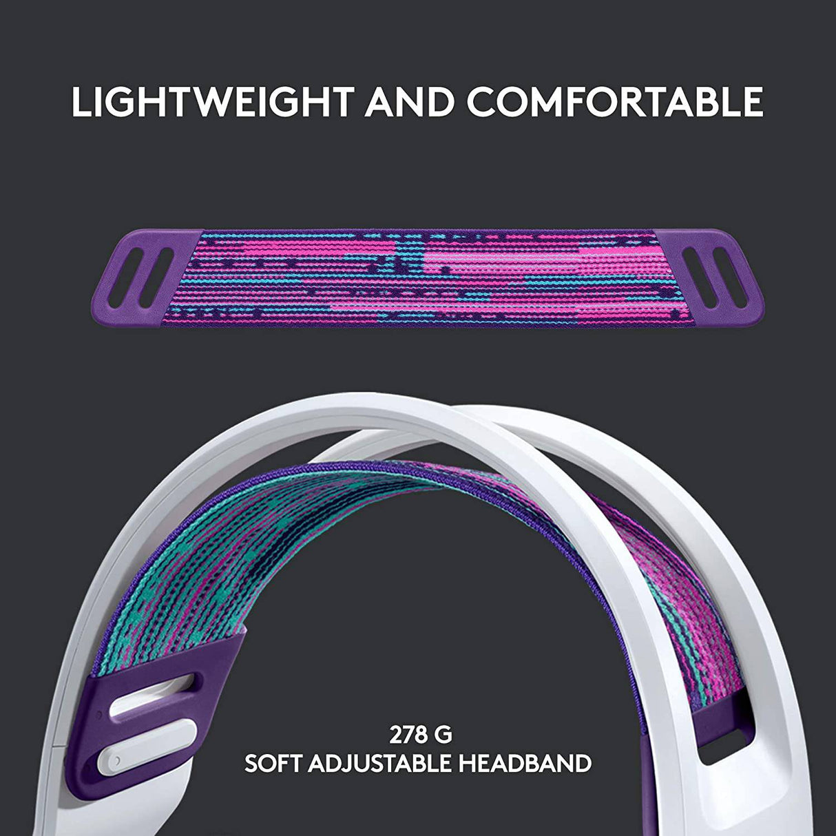 Logitech G733 LIGHTSPEED Auriculares inalámbricos para juegos con diadema de suspensión, LIGHTSYNC RGB, tecnología de micrófono Blue VO!CE y controladores de audio PRO-G - Blanco