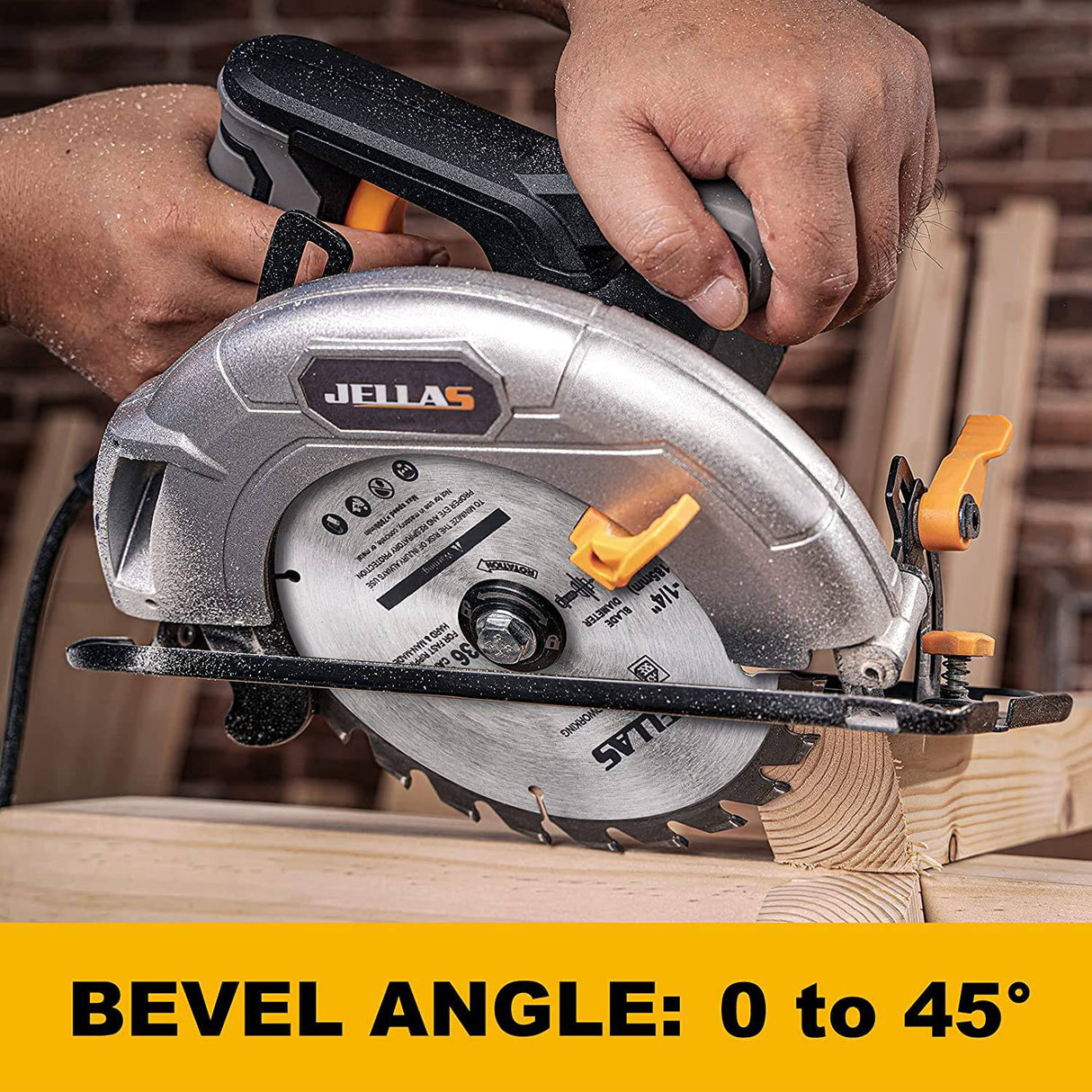 Jellas Sierra circular, sierra circular eléctrica de 13 amperios, 5500 RPM, 7-1/4" con 3 hojas de sierra 24T/36T/40T, profundidad de corte: 2-9/16" a 90°, 1-3/4" a 45° para madera , ángulo de bisel (0 a 45°), cable de alimentación de CA - DIGVICE MX